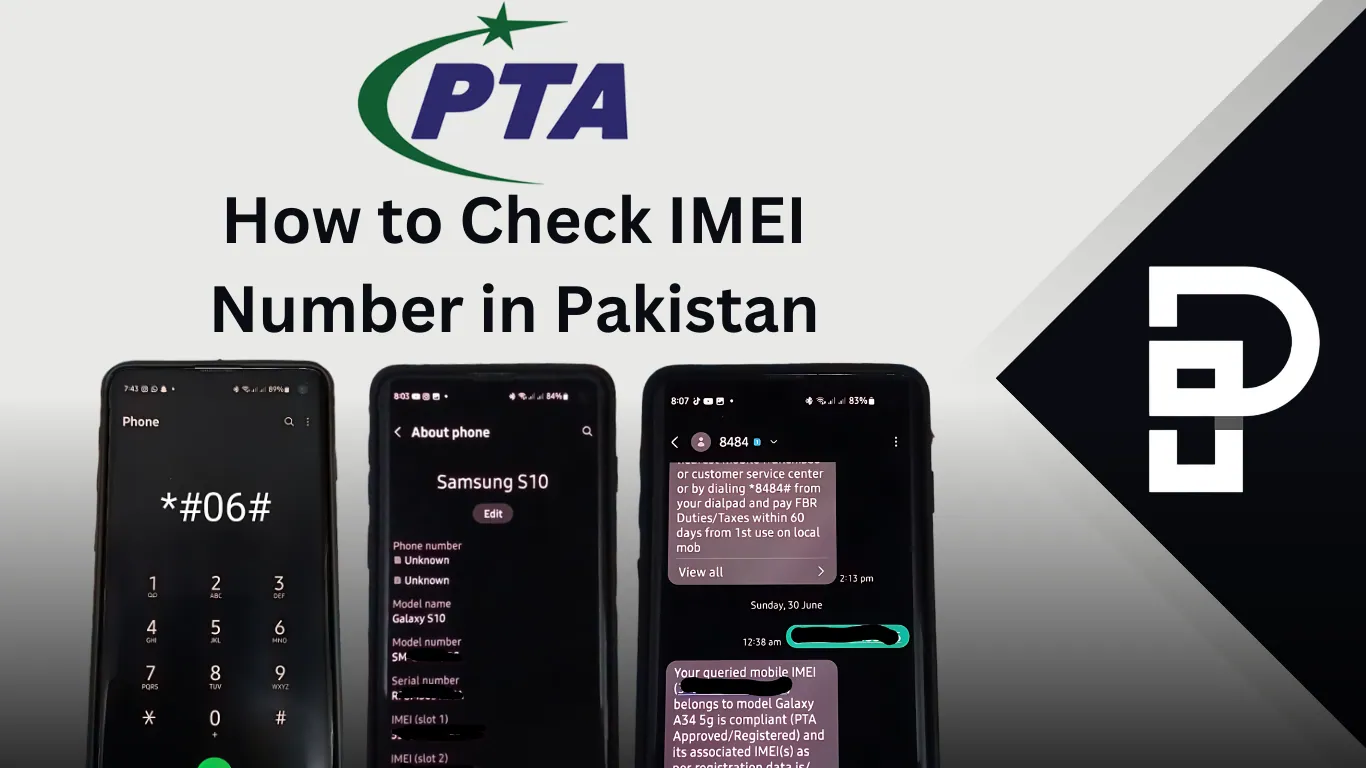 Dialling *#06# to check the IMEI number on a mobile phone in Pakistan