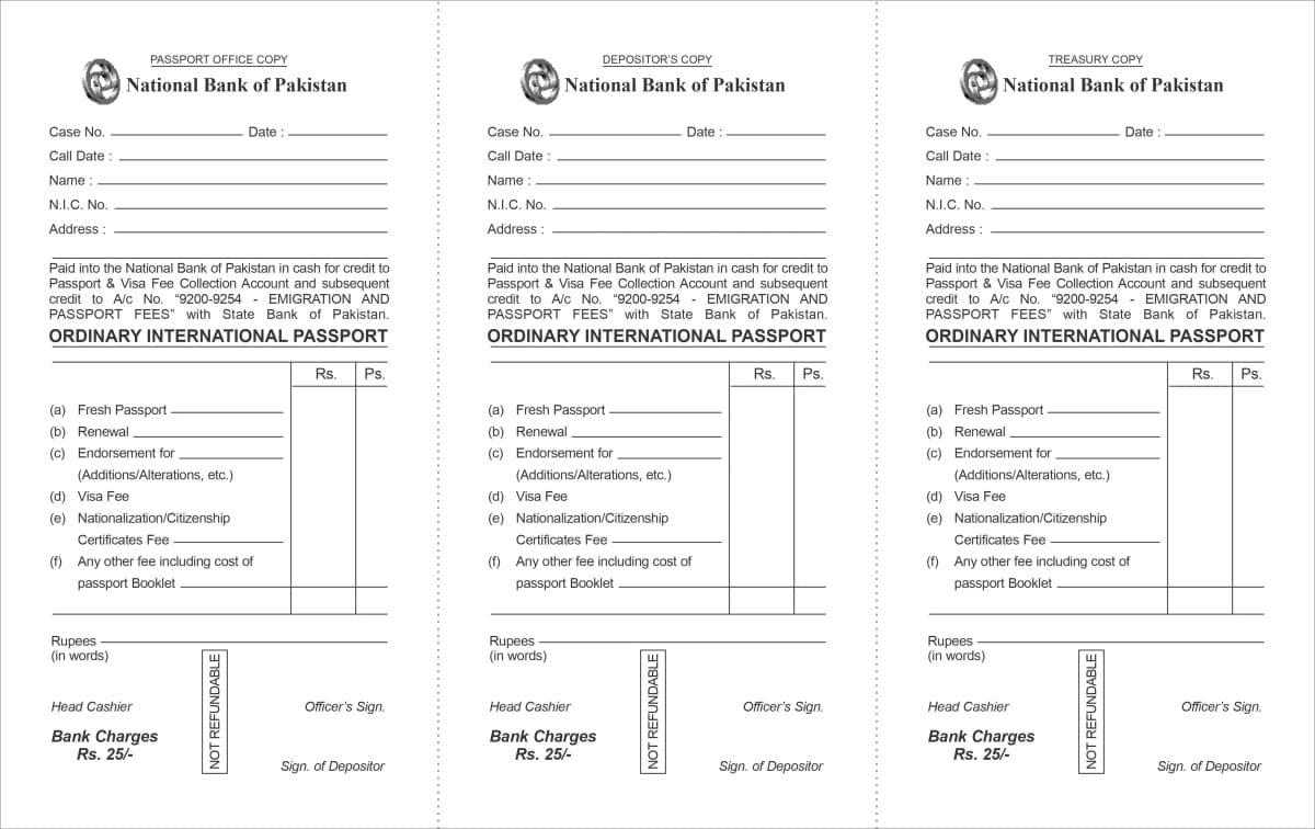 Passport Challan Form