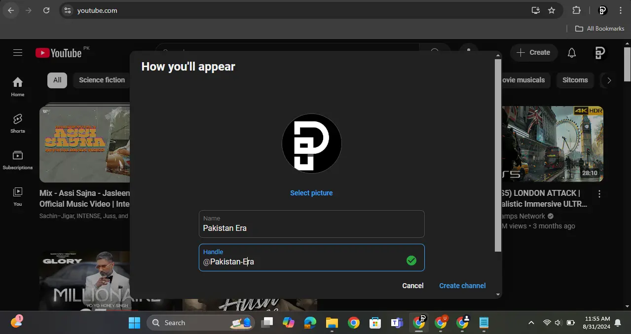 Youtube Channel Creation