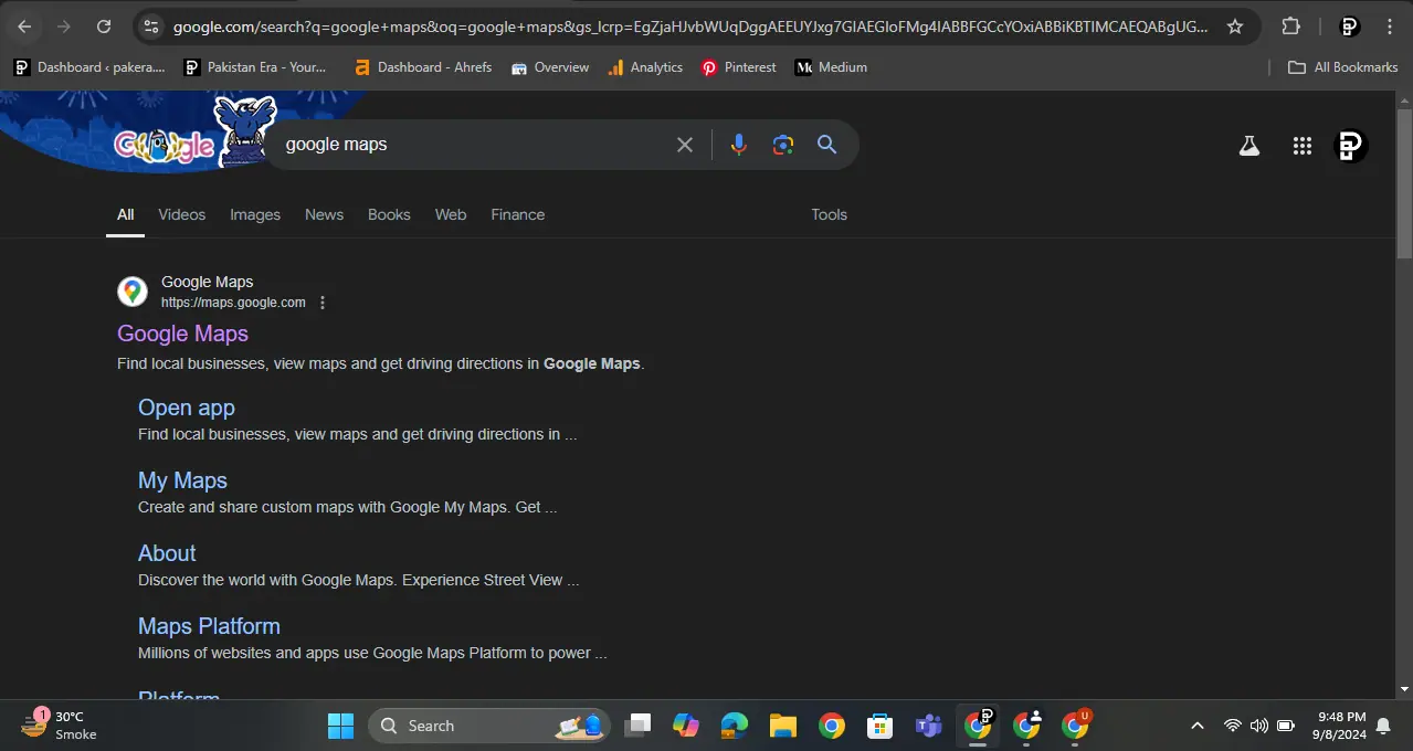 Search Google Maps or Open Google Maps in your Browser