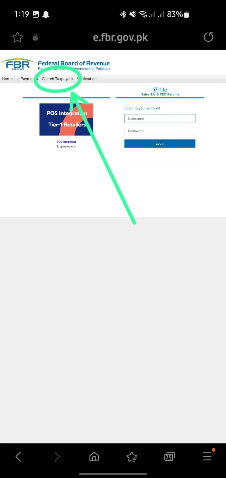 Search Taxpayer Option