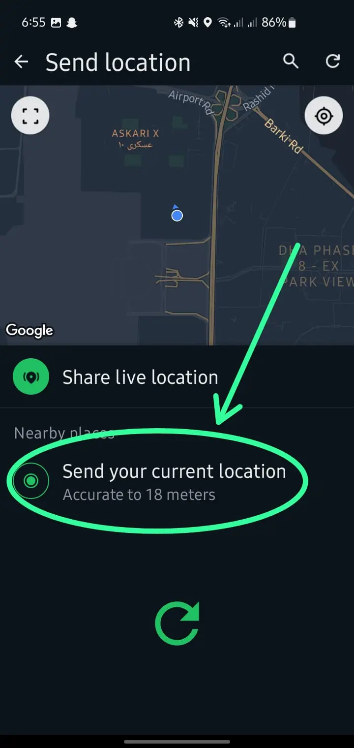 Send current location on WhatsApp