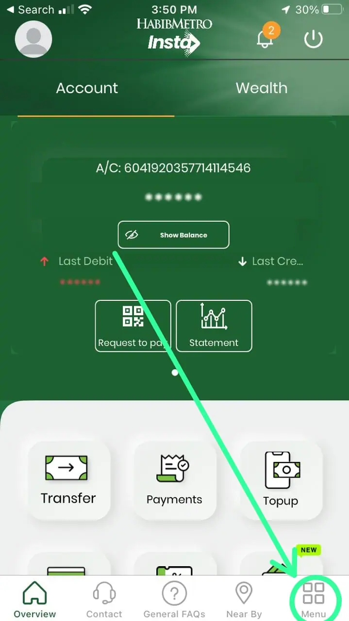 How to Block Your HabibMetro ATM Card Using the App - step 2
