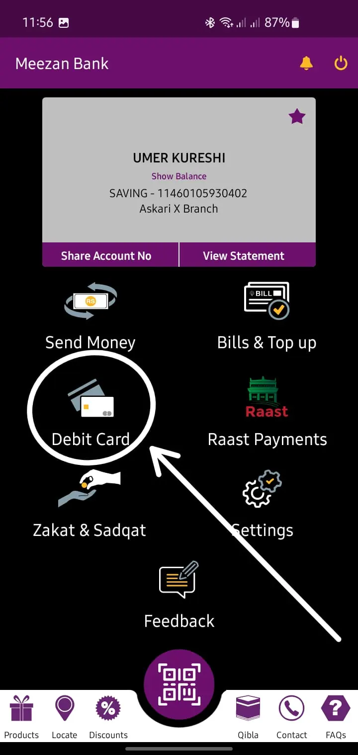 How to Block Your Meezan Bank ATM Card Using the App - Step 2