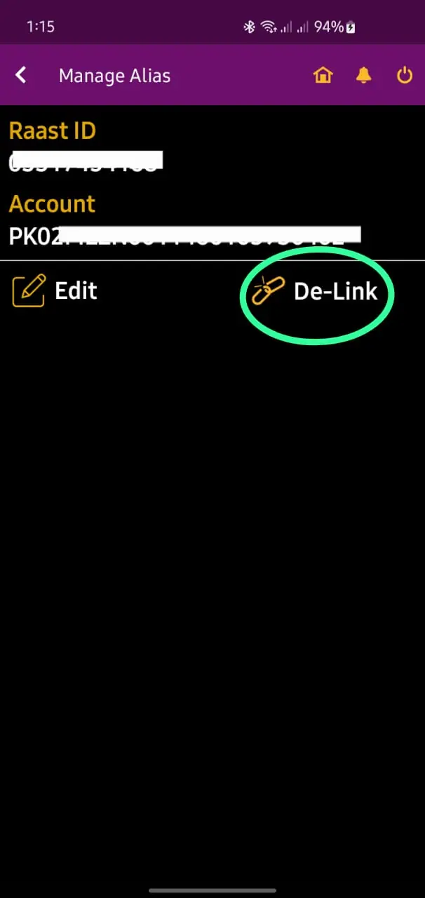 How to remove mobile number from Raast step 4