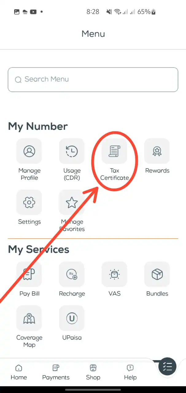 Select Tax Certificate in UPTCL App