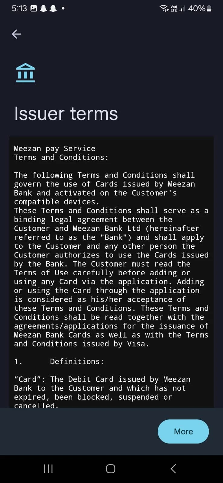 Accept Issuer Terms