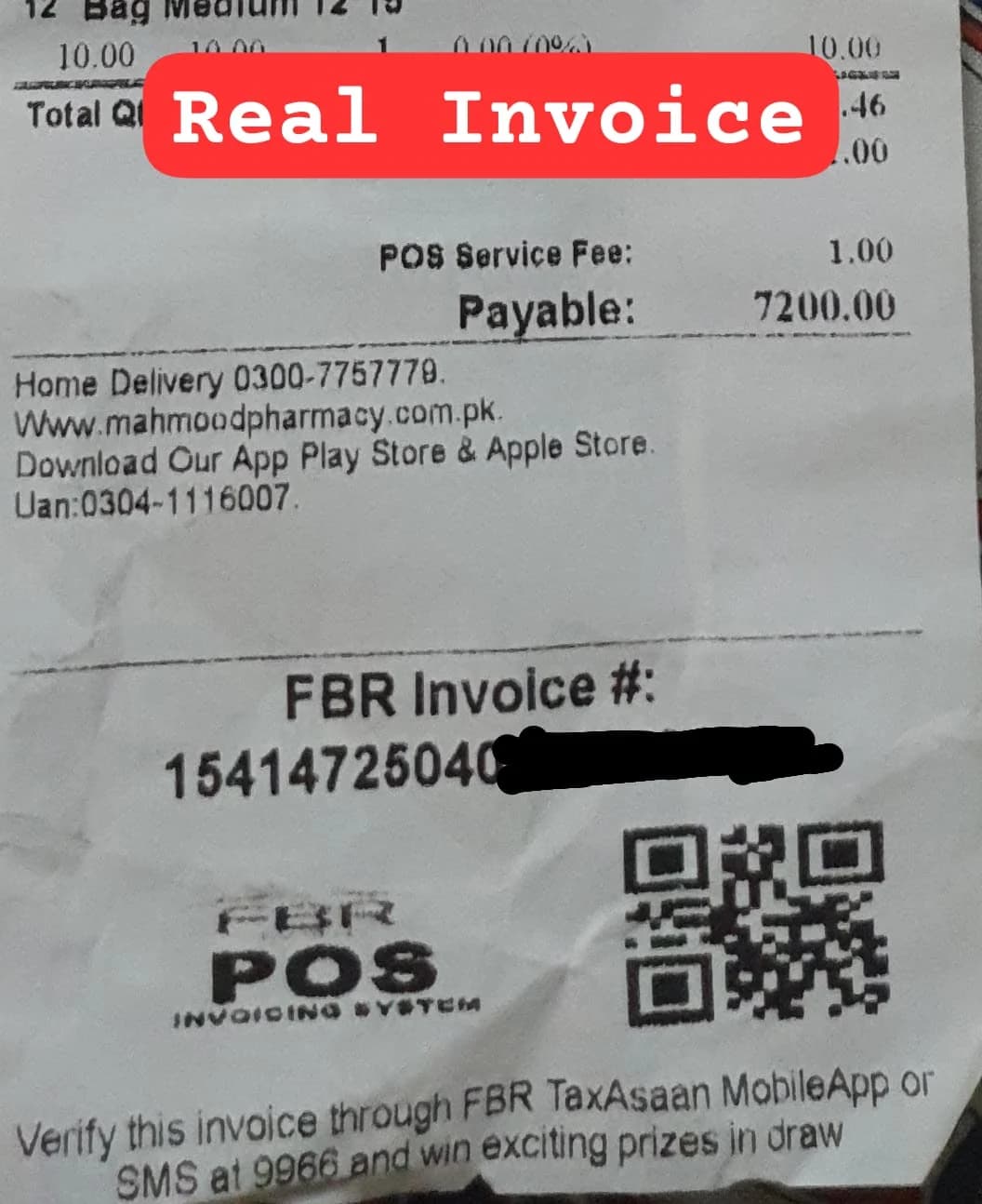 Original FBR POS Invoice