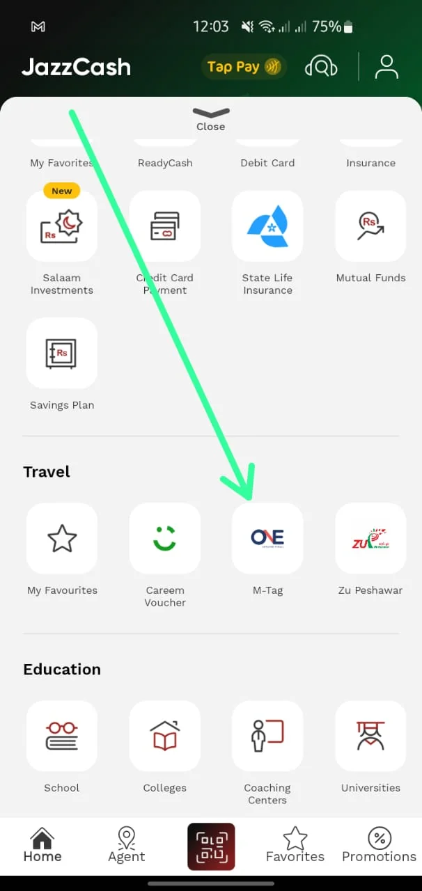 How to pay mtag from jazzcash